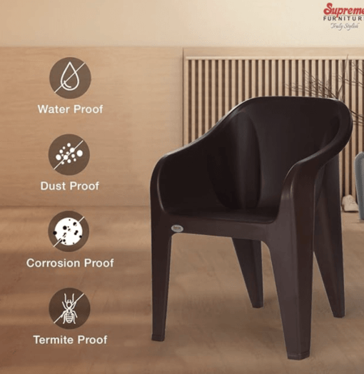 Supreme Futura Plastic Chairs for Home and Office (Set of 6, Wenge) - Image 2